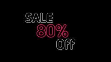 Sale 80% off. Percent Off fast-moving white color text animation for Business, Promotion, Discount, and Sales