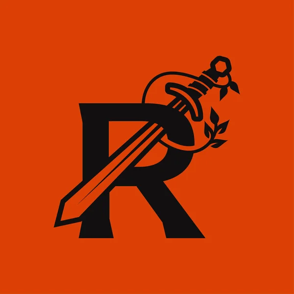 字母R内衬剑标识 矢量符号图标图形设计图解 — 图库矢量图片