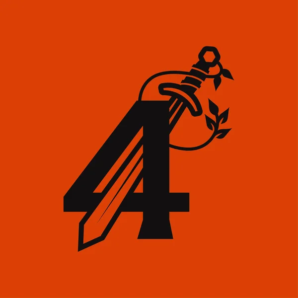 Numer Wyłożone Logo Miecza Ikona Symbolu Wektora Grafiki Projekt Ilustracji — Wektor stockowy