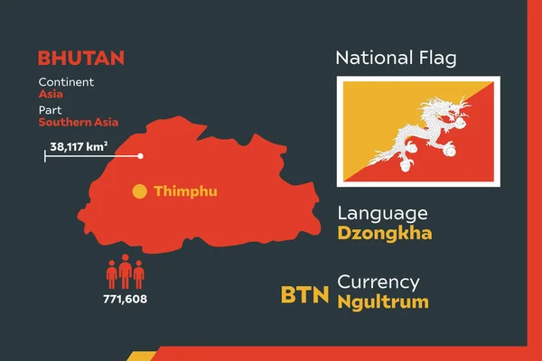 Detail Moderne Infografische Vektorillustration Mit Land Bhutan — Stockvektor