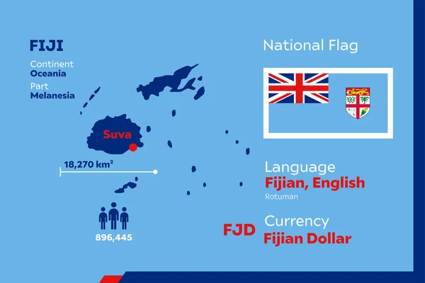 Detalle Ilustración Vectorial Infográfica Moderna Con País Fiji — Vector de stock