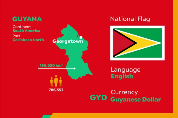 Részletezze Modern Infografikus Vektor Illusztráció Ország Guyana — Stock Vector