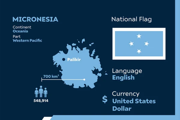 Detalle Ilustración Vectorial Infográfica Moderna Con País Micronesia — Vector de stock