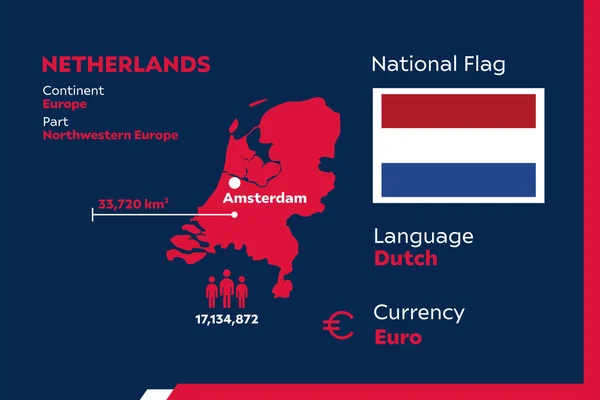 Λεπτομέρεια Σύγχρονη Infographic Διανυσματική Απεικόνιση Χώρα Της Ολλανδίας — Διανυσματικό Αρχείο