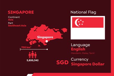 Singapur ülkesiyle modern infografik vektör illüstrasyonunu detaylandır