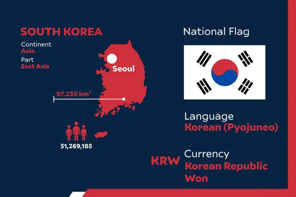 Detalle Ilustración Vectorial Infográfica Moderna Con País Corea Del Sur — Vector de stock