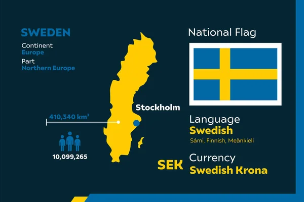 Подробная Инфографическая Векторная Иллюстрация Швецией — стоковый вектор