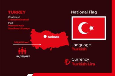 Türkiye ülkesiyle çağdaş infografik vektör illüstrasyonunu ayrıntılarıyla anlat