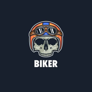 Motosiklet kaskındaki kafatası ve modern monokrom tarzı gözlük izole edilmiş vektör çizimi