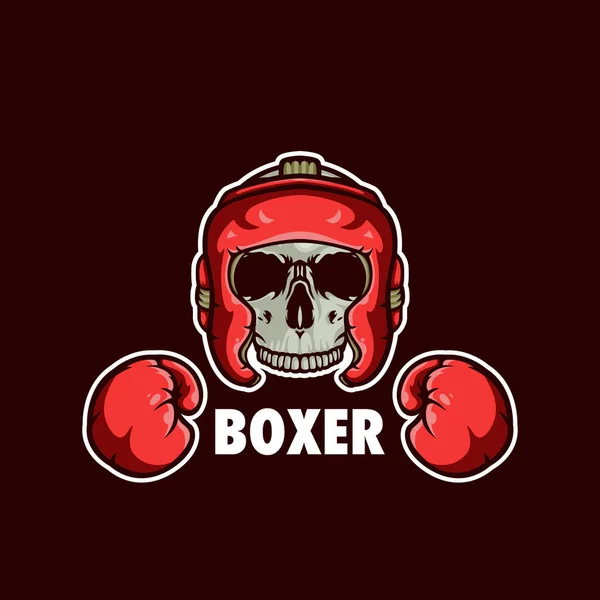 Ilustración Gráfica Vectorial Una Cabeza Cráneo Con Casco Boxeador Logotipo — Vector de stock