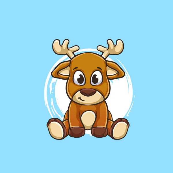 Ícone Vetor Sentar Cervo Bonito Ilustração Mascote Veados Personagem Dos — Vetor de Stock