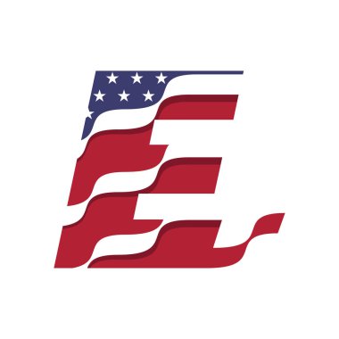 Alfabe E 'nin Birleşik Devletler bayrak sembolü, dalga stili