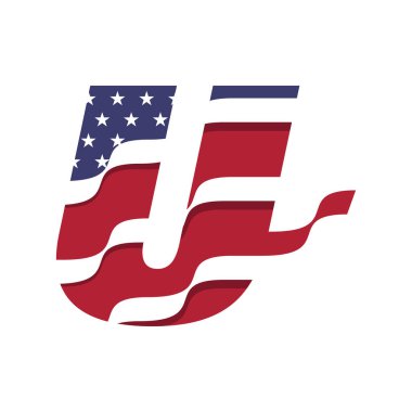 Alfabe U 'nun Birleşik Devletler bayrak sembolü, dalga stili