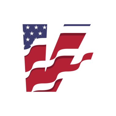 Birleşik Devletler bayrak sembolü olan V alfabesinin gösterimi, dalga stili