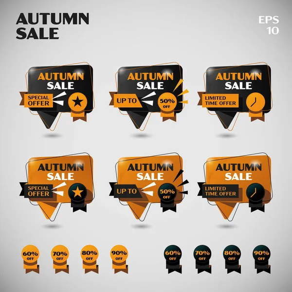 Basic Form Chat Herfst Sale Sale Tags Collectie — Stockvector