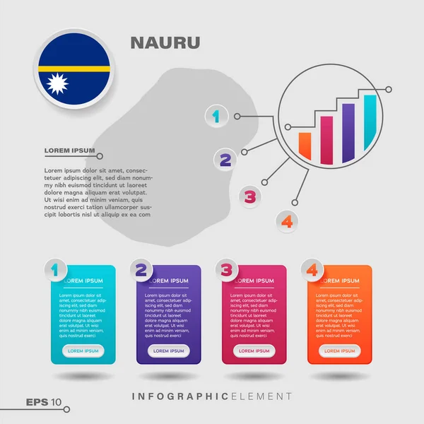 4 adım bilgi grafiği tasarım elemanı. Nauru bayrağıyla bilgi sunmak için.