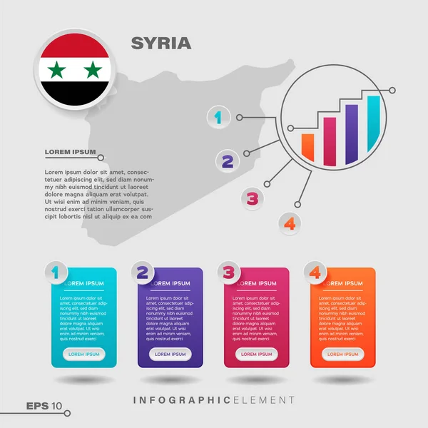 4 adım bilgi grafiği tasarım elemanı. Suriye bayrağıyla bilgi sunmak için