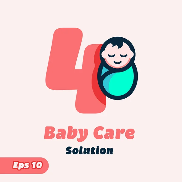 Numeric Baby Care Logo — Stok Vektör
