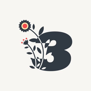 Number 3 icon with flower design template elements for your application or corporate identity.