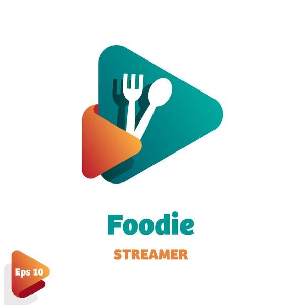 Foodie logo design template with streamer icon. Vector illustration.