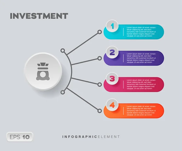 Business infographic design template with Investment icons Soccer and 4 steps. Can be used for workflow layout, diagrams, annual reports, web design