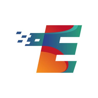 Alfabe E logo tasarım vektör şablonu teknolojili resimleme
