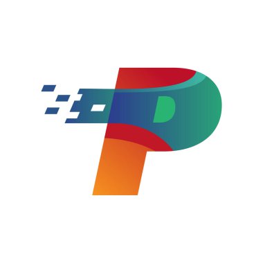 Alfabe P logo tasarım vektör şablonu teknolojili resimleme