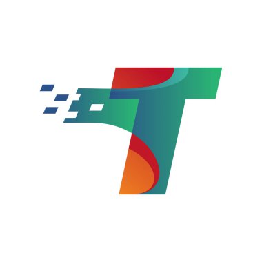 Alfabe T logo tasarım vektör şablonu teknolojili resimleme