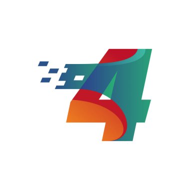 Teknoloji ile sayısal 4 logo tasarım vektör şablonu çizimi