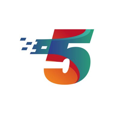 Teknoloji ile sayısal 5 logo tasarım vektör şablonu çizimi