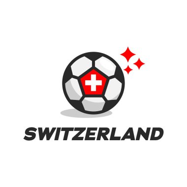 Switzerland football logo design vector template. Soccer ball with Argentina flag