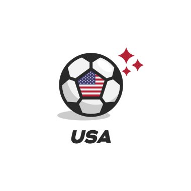 USA football logo design vector template. Soccer ball with Argentina flag
