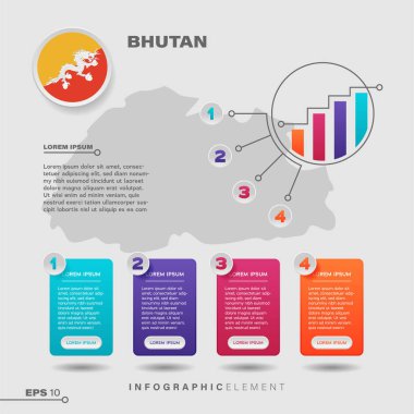 4 step infographic chart design element. To present information with the Bhutan flag