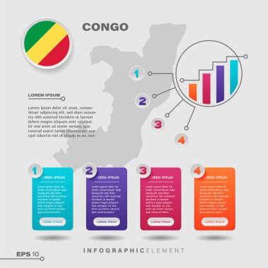 4 step infographic chart design element. To present information with the Democratic Congo flag