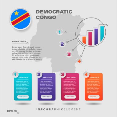 4 step infographic chart design element. To present information with the Democratic Congo flag