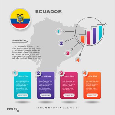 4 step infographic chart design element. To present information with the Ecuador flag