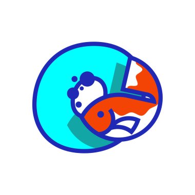 Letter O with fish logo. Fish icon. Seafood logotype