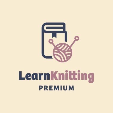 Book and Knitting icon design template. Vector illustration