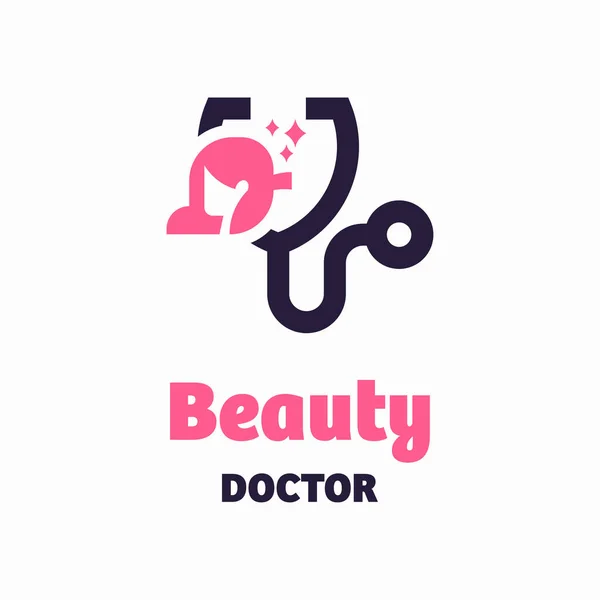 Desain Konsep Logo Dokter Kecantikan Ilustrasi Vektor Pada Latar Belakang - Stok Vektor
