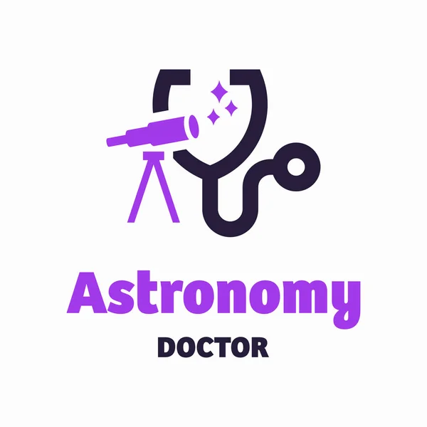 Astronomi Läkare Logotyp Koncept Design Vektor Illustration Vit Bakgrund — Stock vektor