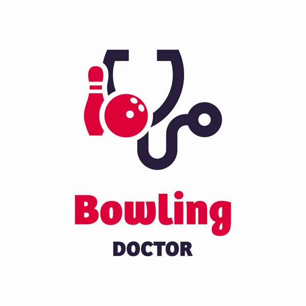 Bowling Läkare Logotyp Koncept Design Vektor Illustration Vit Bakgrund — Stock vektor