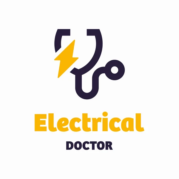 Elektrisk Läkare Logotyp Koncept Design Vektor Illustration Vit Bakgrund — Stock vektor
