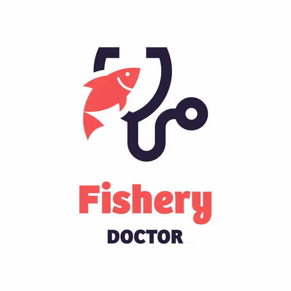 Дизайн Концепції Логотипу Рибного Лікаря Векторні Ілюстрації Білому Тлі — стоковий вектор