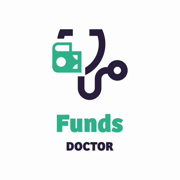 Funds Doctor Logo Concept Design Vector Illustration White Background — Διανυσματικό Αρχείο