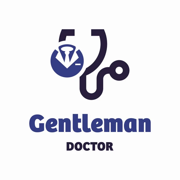 Gentleman Doctor Logo Concept Design Illustrazione Vettoriale Sfondo Bianco — Vettoriale Stock