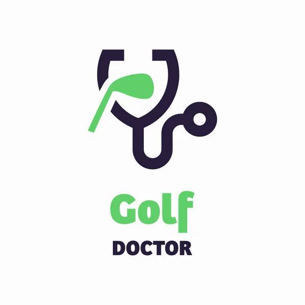 Γκολφ Γιατρός Σχεδιασμός Έννοια Λογότυπο Εικονογράφηση Διανύσματος Λευκό Φόντο — Διανυσματικό Αρχείο