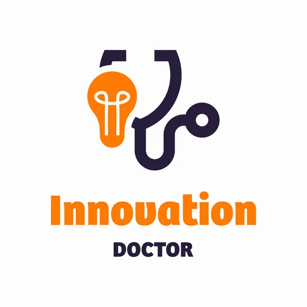 Design Innovationsdoktorns Logotyp Vektor Illustration Vit Bakgrund — Stock vektor