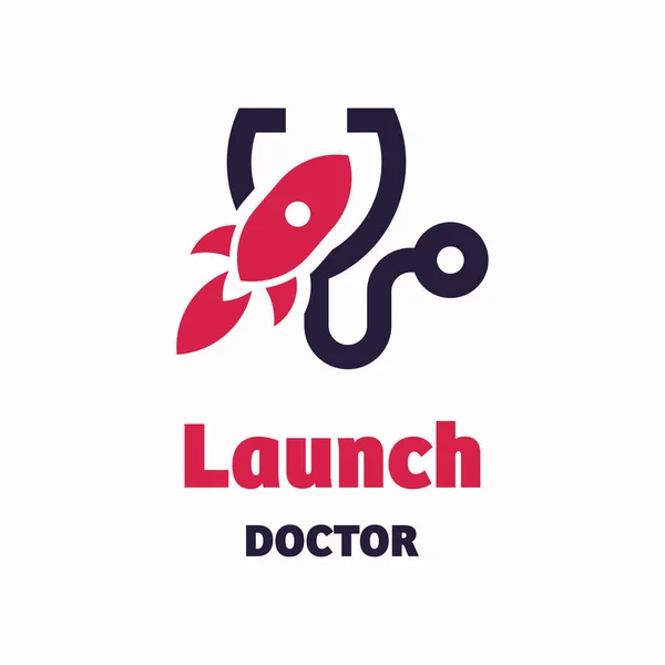 Lansera Läkare Logotyp Koncept Design Vektor Illustration Vit Bakgrund — Stock vektor