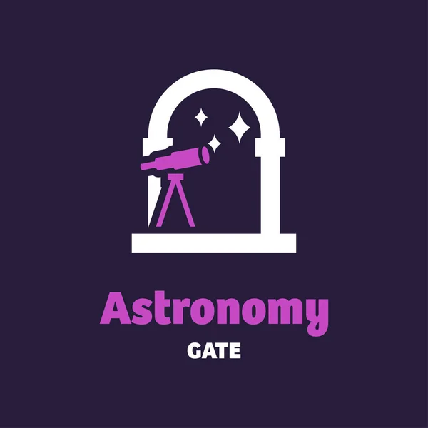 Astronomie Logo Vorlage Vektorsymbol Element Isoliert Auf Dunkelblauem Hintergrund — Stockvektor