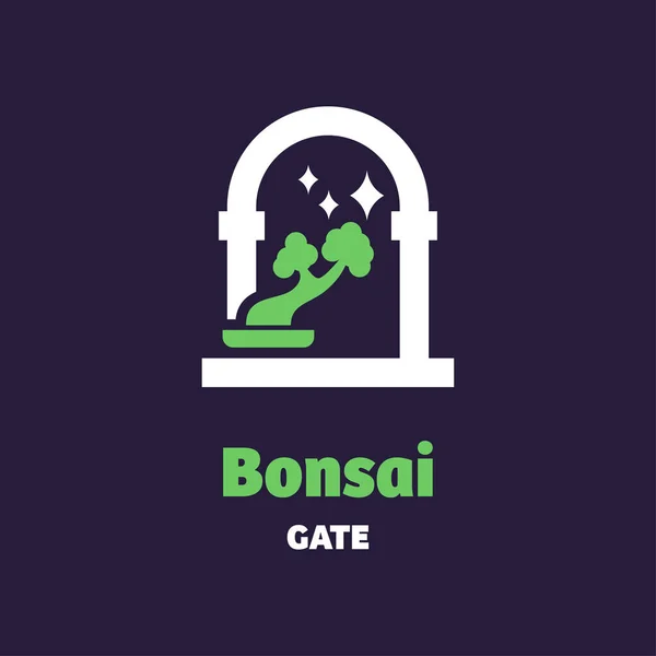 Στοιχείο Διανυσματικού Εικονιδίου Προτύπου Λογότυπου Bonsai Απομονωμένο Σκούρο Μπλε Φόντο — Διανυσματικό Αρχείο